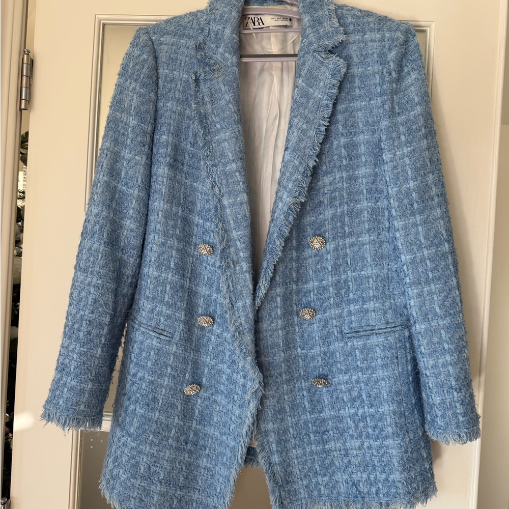Preppy Tweed Blazer w Sparkly Buttons